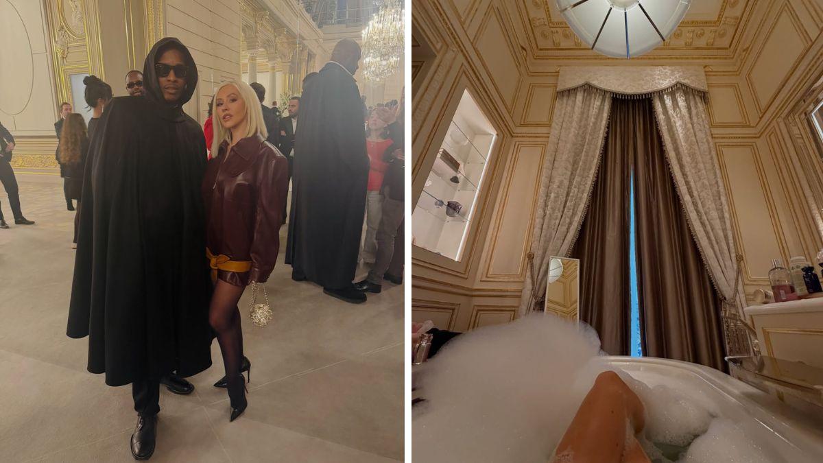 image of Christina Aguilera enjoyed a relaxing bubble bath in a luxe bathroom.