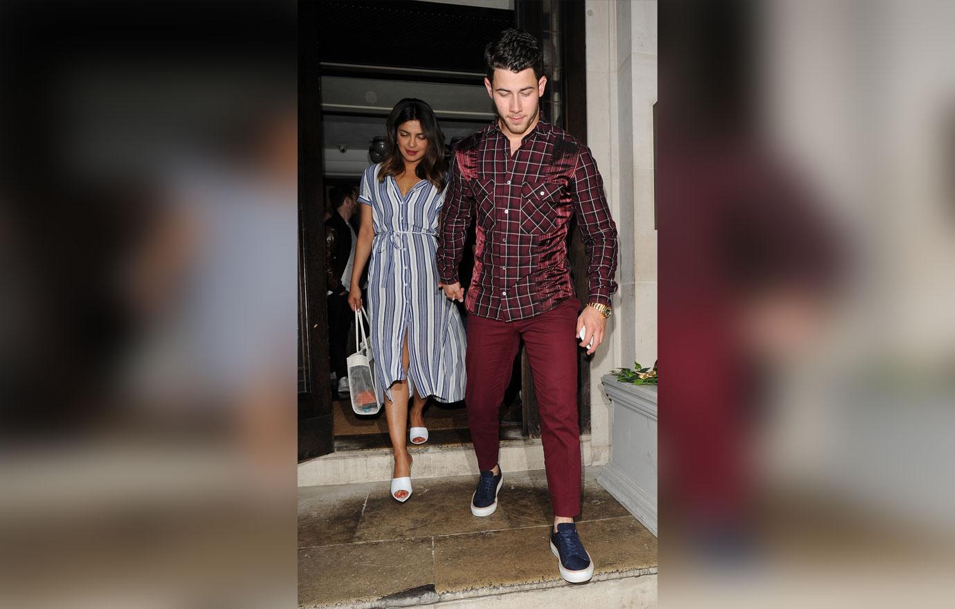 Joe Jonas and his girlfriend Sophie Turner join Nick Jonas and his girlfriend Priyanka Chopra in celebrating her birthday at 34 restaurant, and then the Ritz casino in Mayfair