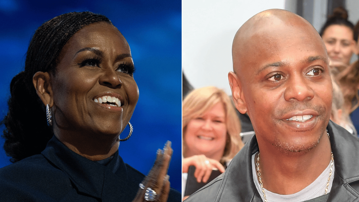 Photo of Michelle Obama and Dave Chappelle