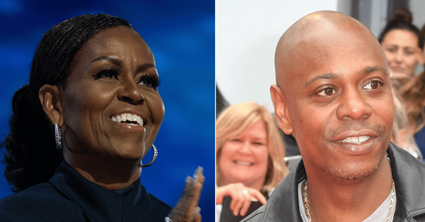 Photo of Michelle Obama and Dave Chappelle