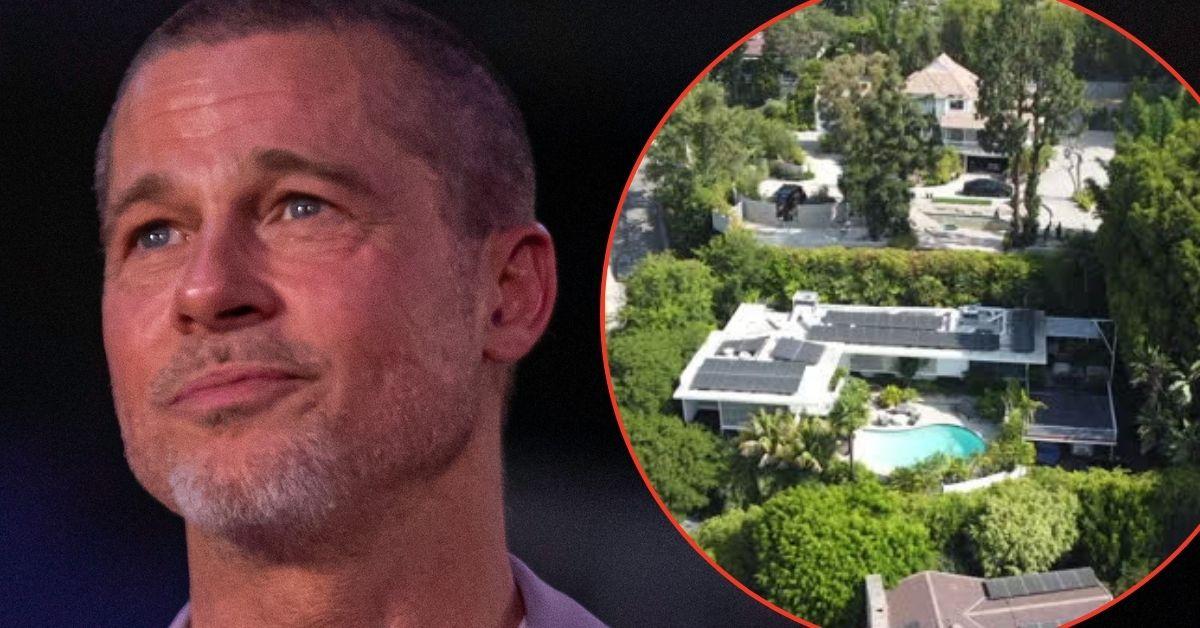 Photo of Brad Pitt; photo of Brad Pitt's house.