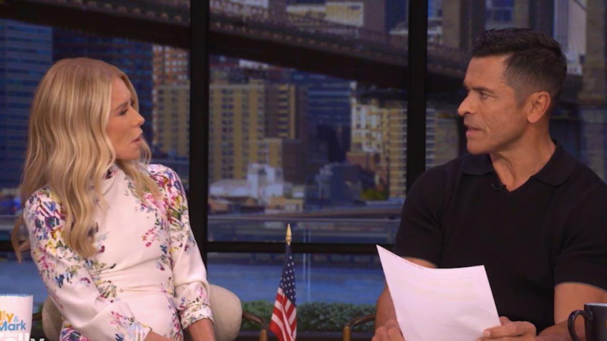 Image of Mark Consuelos said their dog Lena was suffering from anxiety this morning.