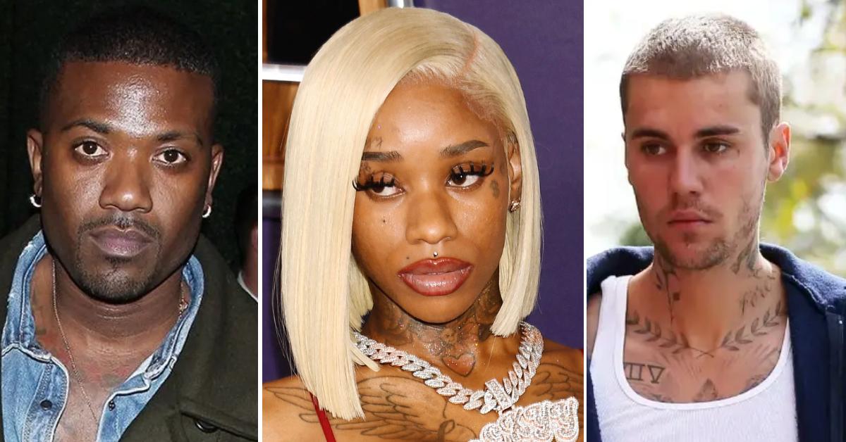 Photos of Ray J, Sexyy Red and Justin Bieber.