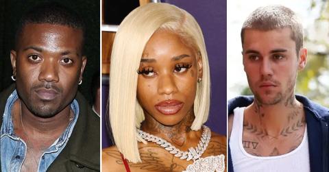 Photos of Ray J, Sexyy Red and Justin Bieber.