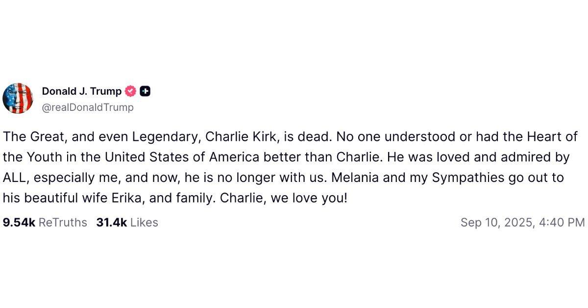 Photo of Donald Trump confirmed Charlie Kirk's death on Wednesady, September 10.