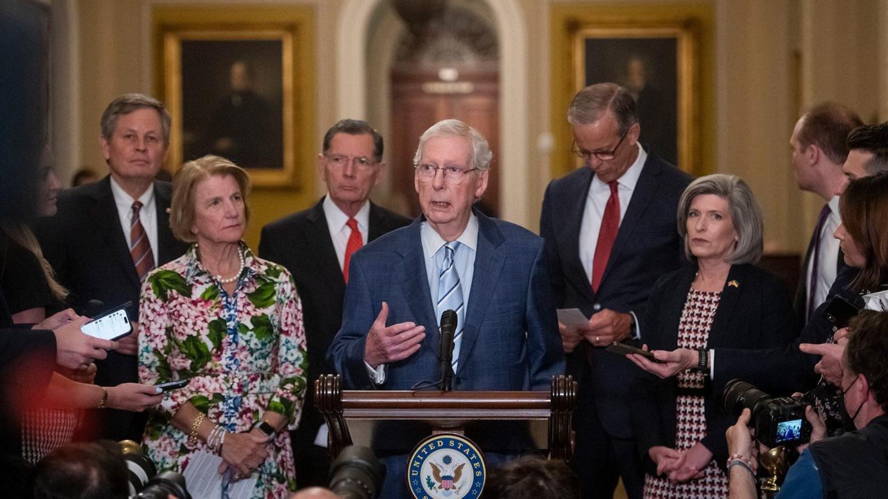 Image of Mitch McConnell was hospitalized after falling 'briefly unconscious.'
