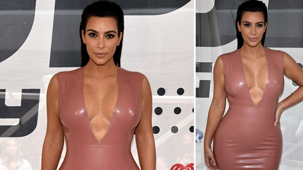 Kim Kardashian Flaunts Her Bump in a Skin-Tight Dress