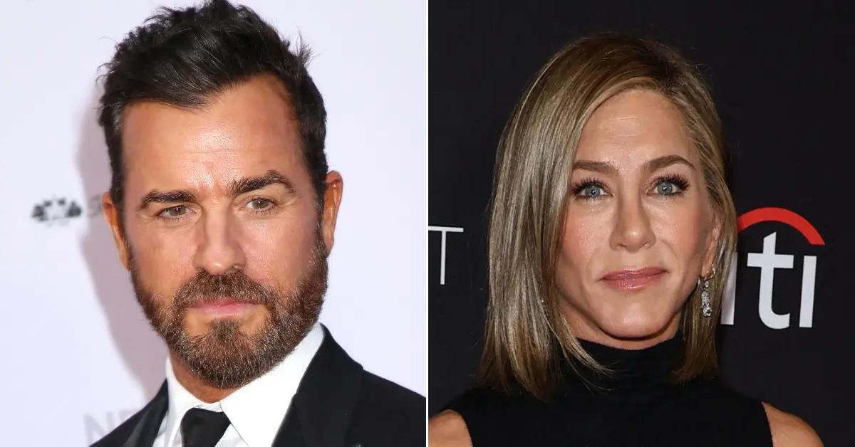 Photo of Justin Theroux; picture of Jennifer Aniston.