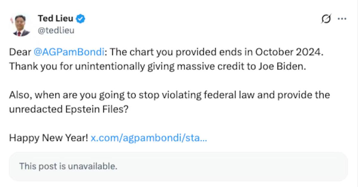 Image of Pam Bondi was called out for deleting her post.