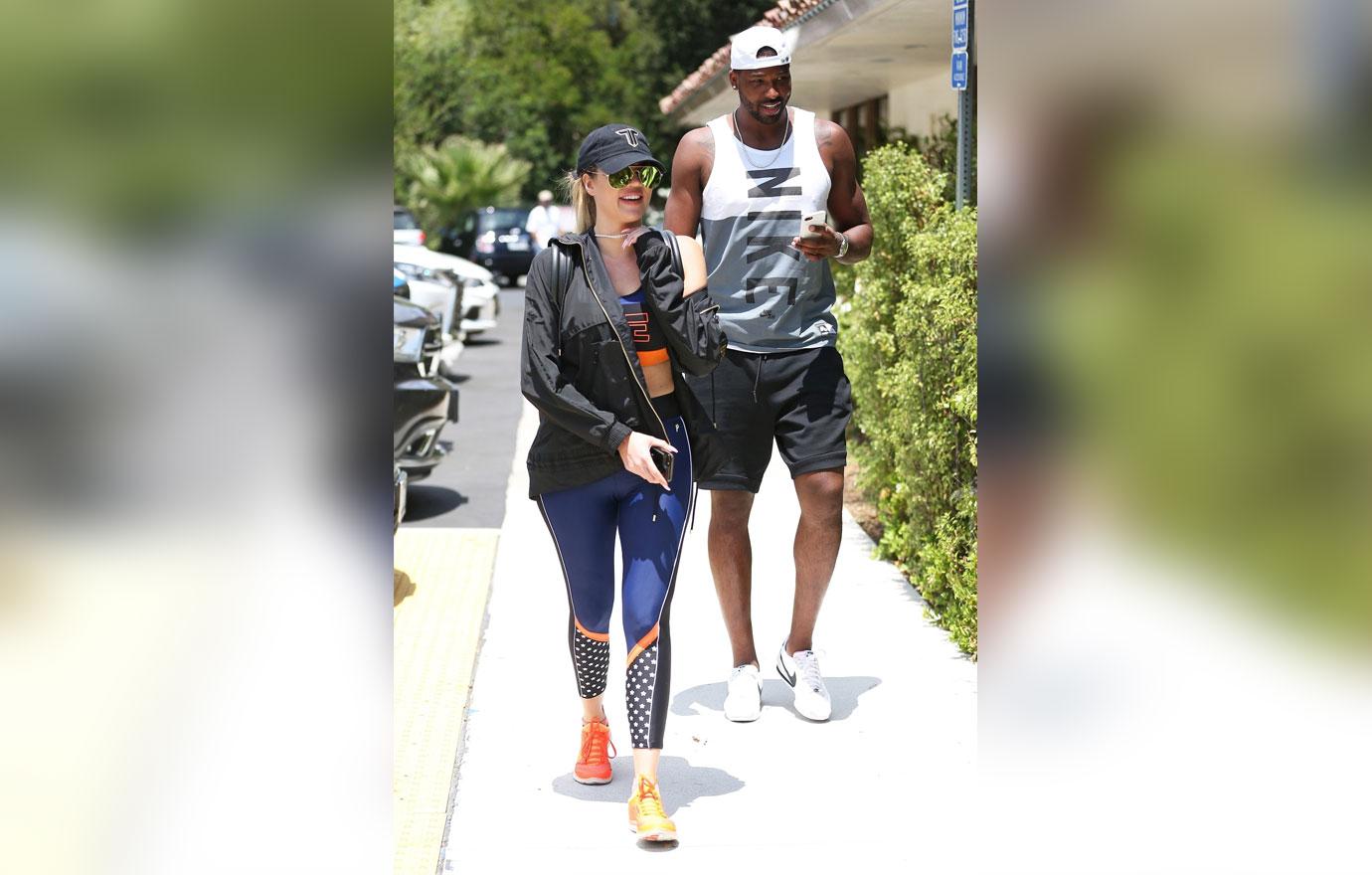 *EXCLUSIVE* Khloe Kardashian and her boyfriend Tristan Thompson head to lunch after their workout