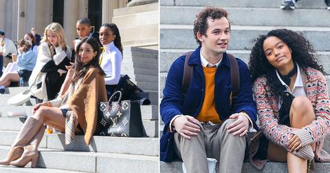 eli brown and whitney peak on set of gossip girl