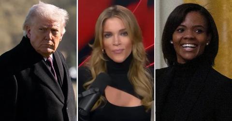 Composite photo of Donald Trump, Megyn Kelly and Candace Owens