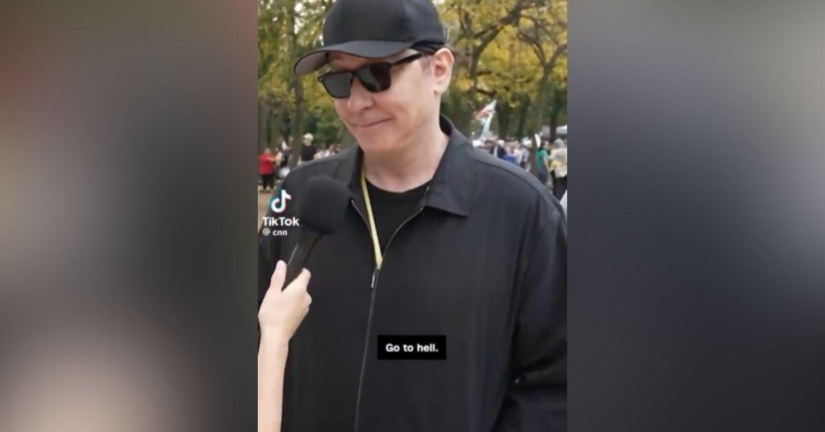 image of John Cusack blasted Donald Trump during a protest.