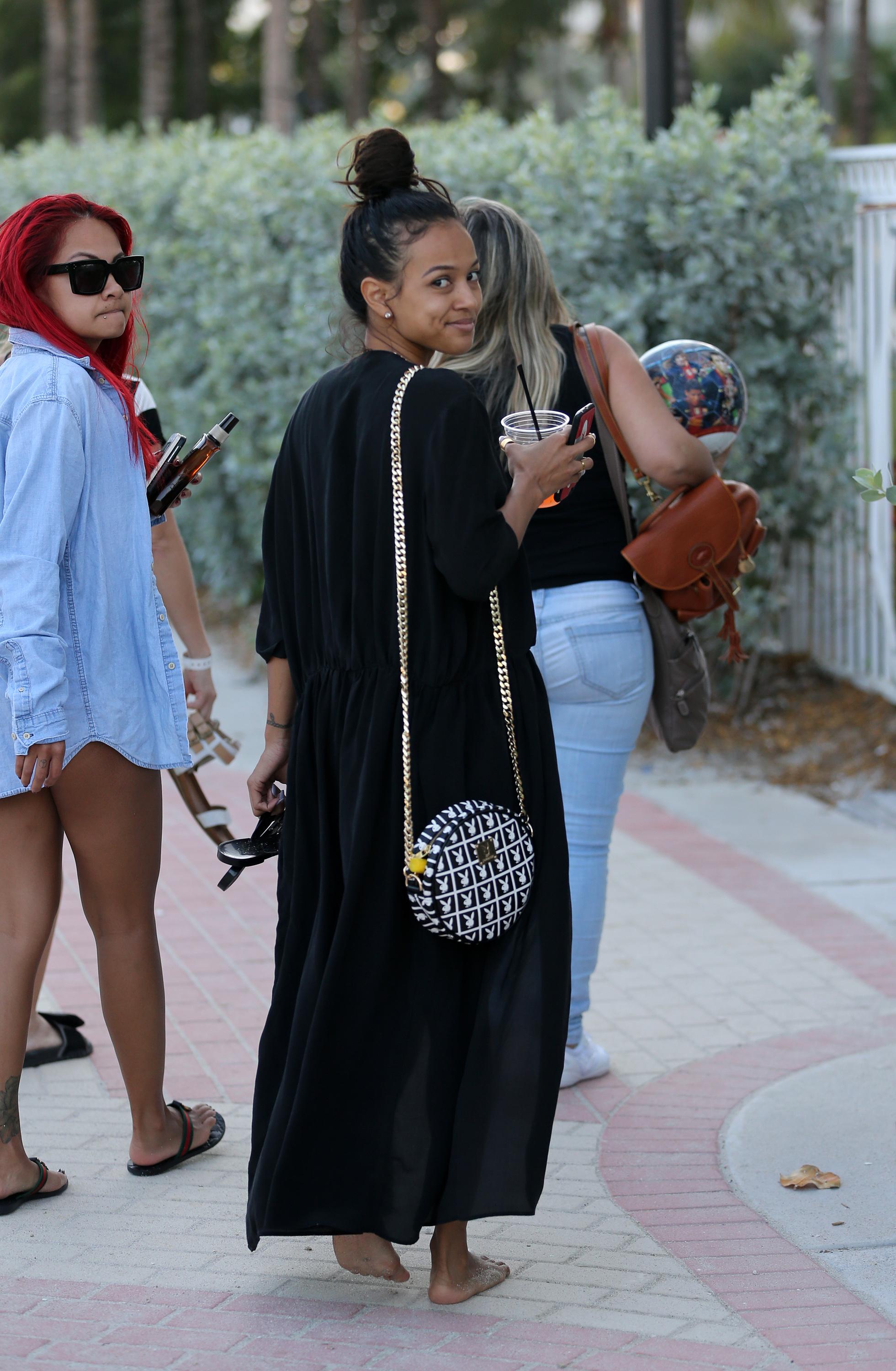 INF &#8211; Recently single Karrueche Tran is seen enjoying herself on the beach in a camo print bikini in Miami