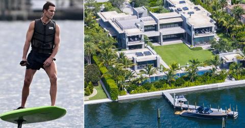 tom brady looks ripped jetboarding outside million miami mansion pp