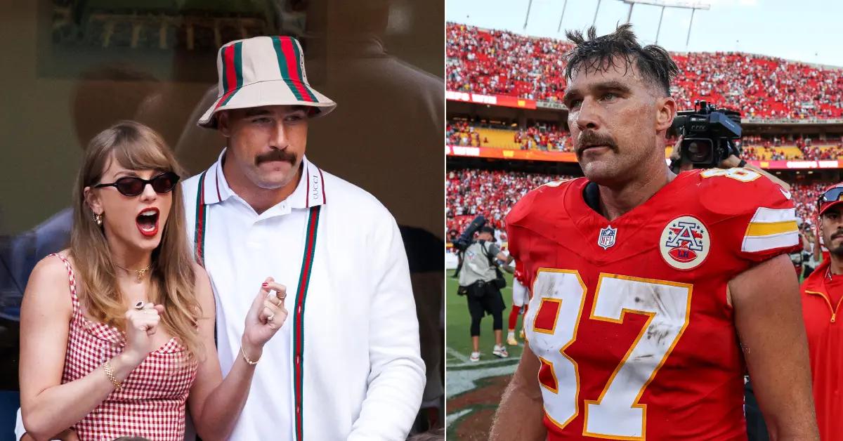 Photo of Taylor Swift and Travis Kelce; picture of Travis Kelce.