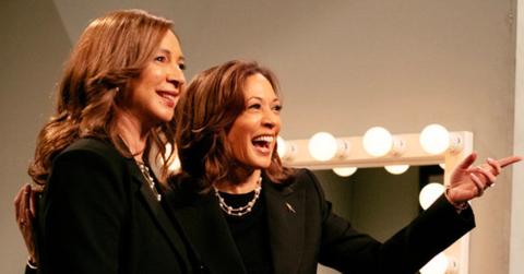 Photo of Maya Rudolph and Kamala Harris.