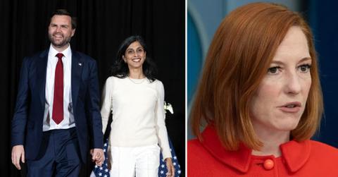 Photo of J.D. Vance and Usha Vance and a picture of Jen Psaki