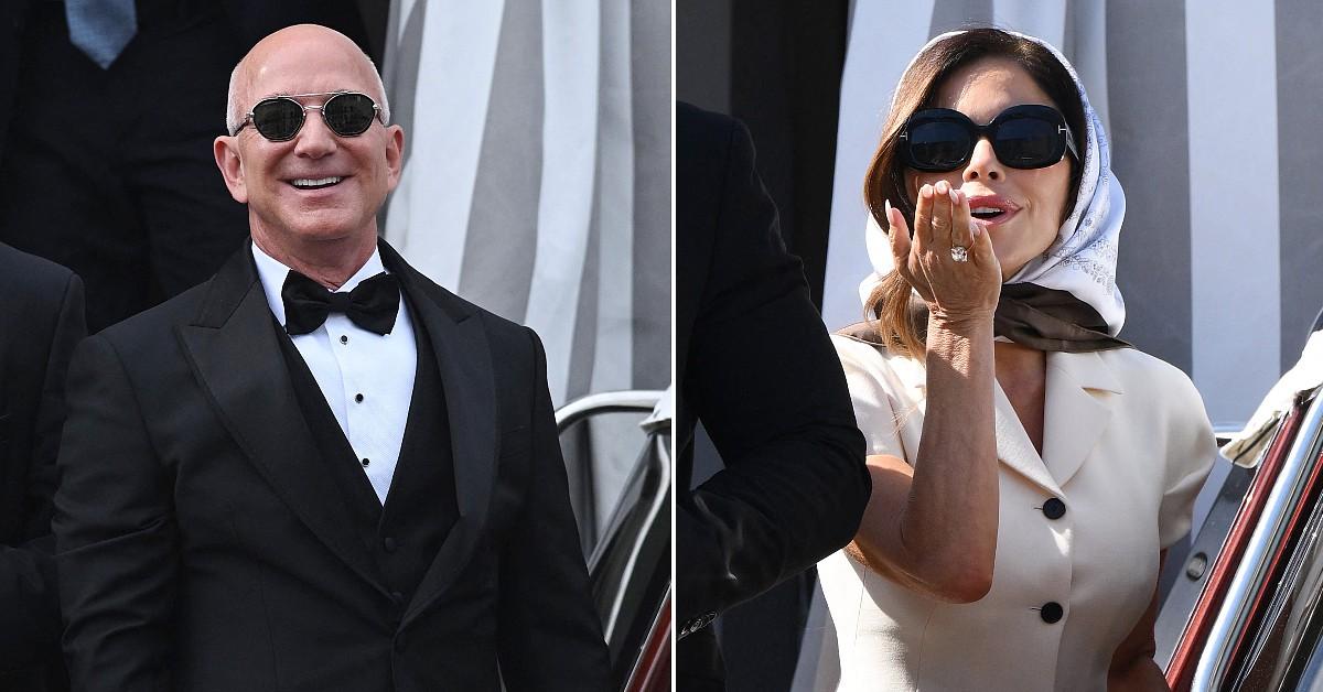 Photo of Lauren Sánchez and Jeff Bezos. 