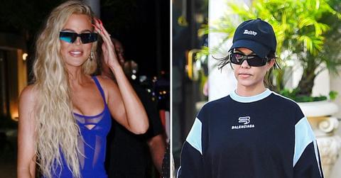 split photo of khloé and kourtney kardashian