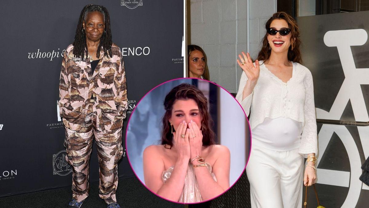 Split photo of Whoopi Goldberg and Anne Hathaway
