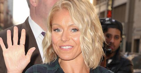 Kelly Ripa wears a sequined pencil skirt while posing outside the ‘Late Show With David Letterman’ in New York City