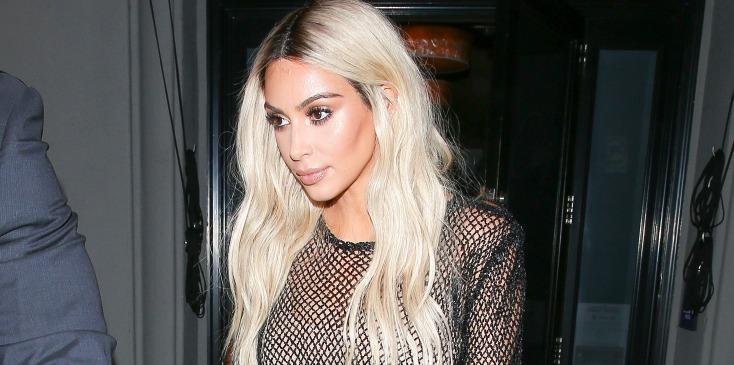 Kim kardashian nude sheer jumpsuit blonde h