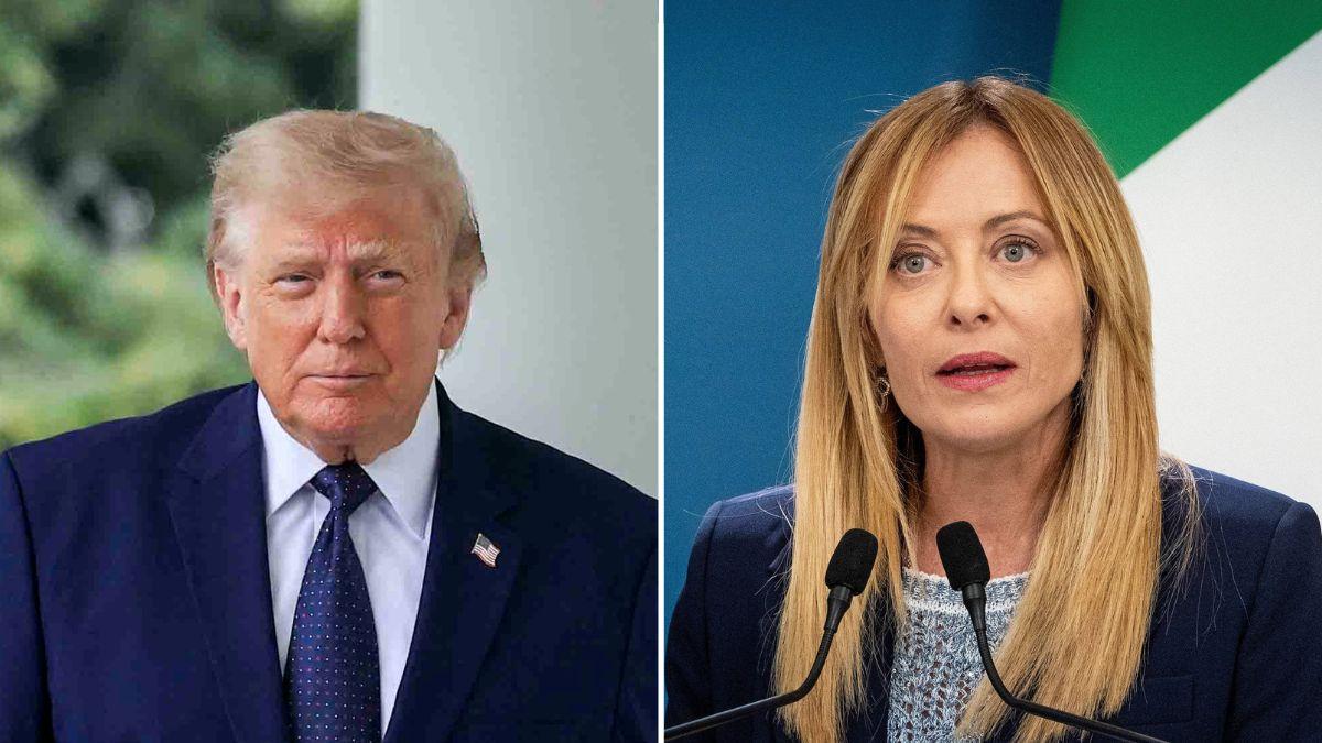 Photo of Donald Trump and Giorgia Meloni.