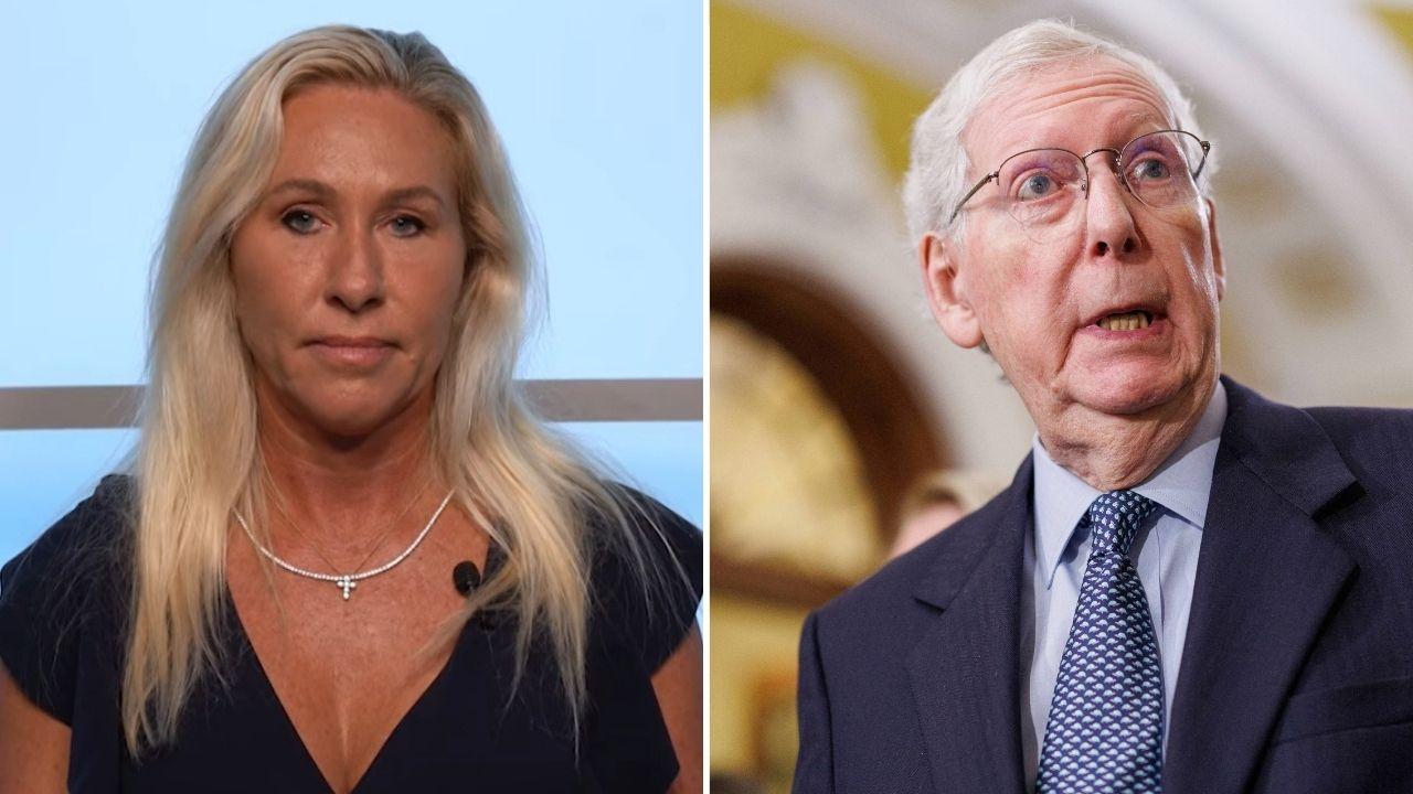 Photo of Marjorie Taylor Greene and Mitch McConnell