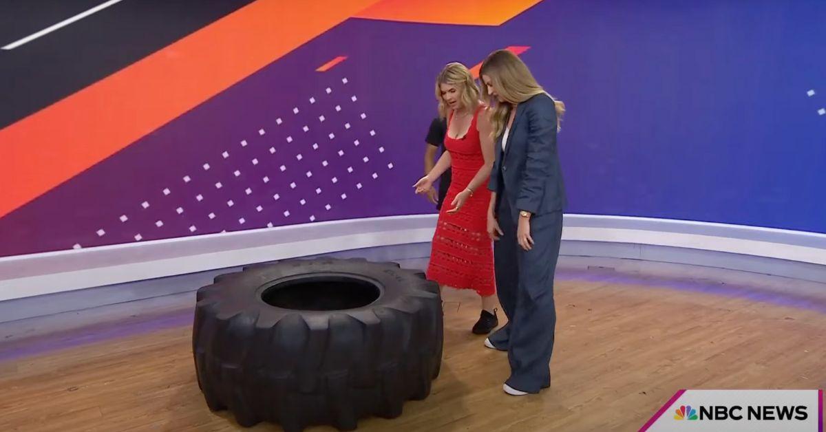 Image of Jenna Bush Hager flipped a tire.