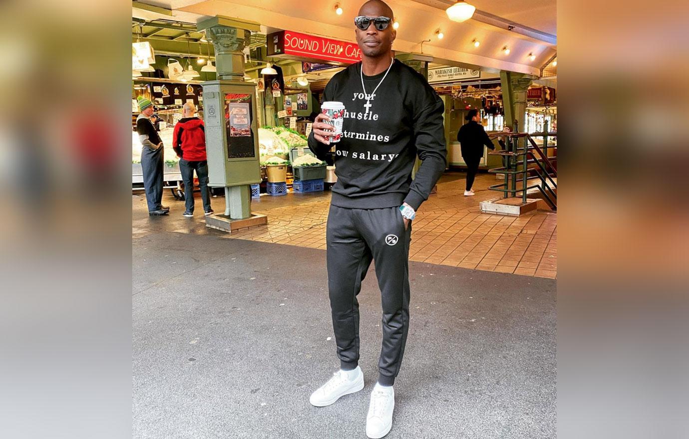 Chad Ochocinco In Black Outfit Evelyn Lozada