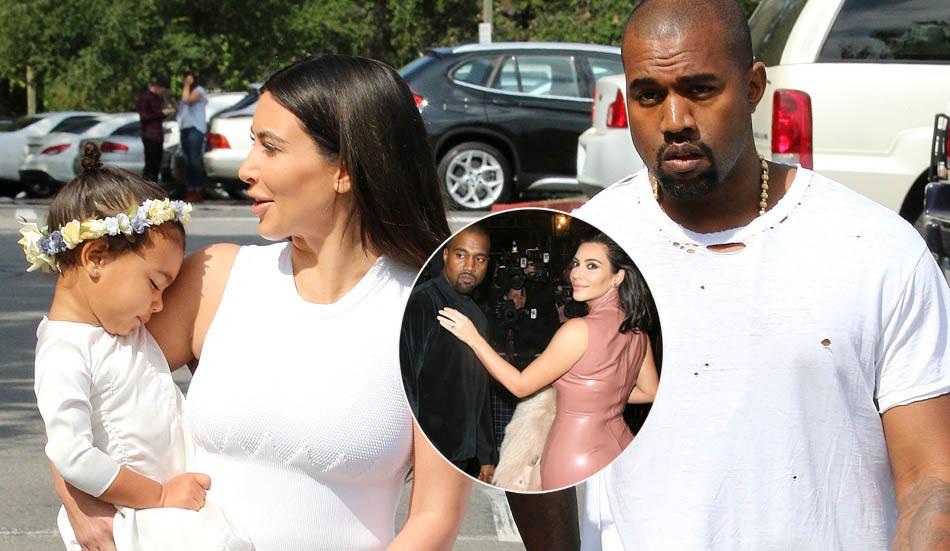 Kim Kardashian and Kanye West take North to the Calvary Community Church as they celebrate Easter with Kourtney, Khloe and Kendall in Calabasas, CA ***NO DAILY MAIL SALES****