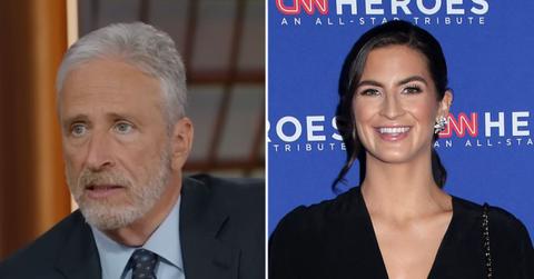 Photo of Jon Stewart and Kaitlan Collins.