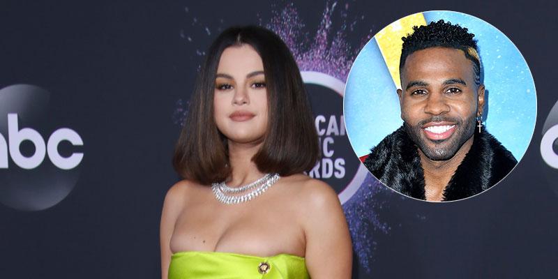 Selena Gomez On Red Carpet Jason Derulo Inset