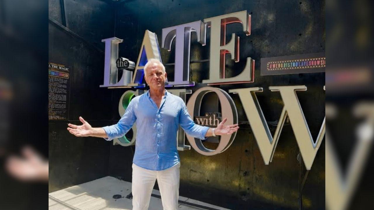 Image of The team performed beneath ‘The Late Show' sign purchased at auction by the restaurant’s owner.