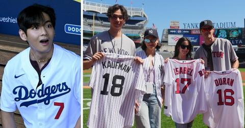 celebrities first pitch moments mlb bts v christopher briney