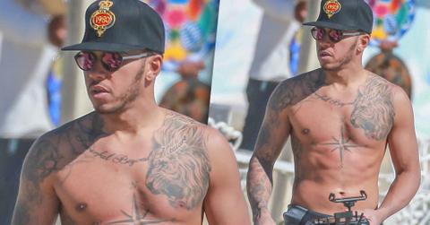 lewis hamilton shirtless beach vacation