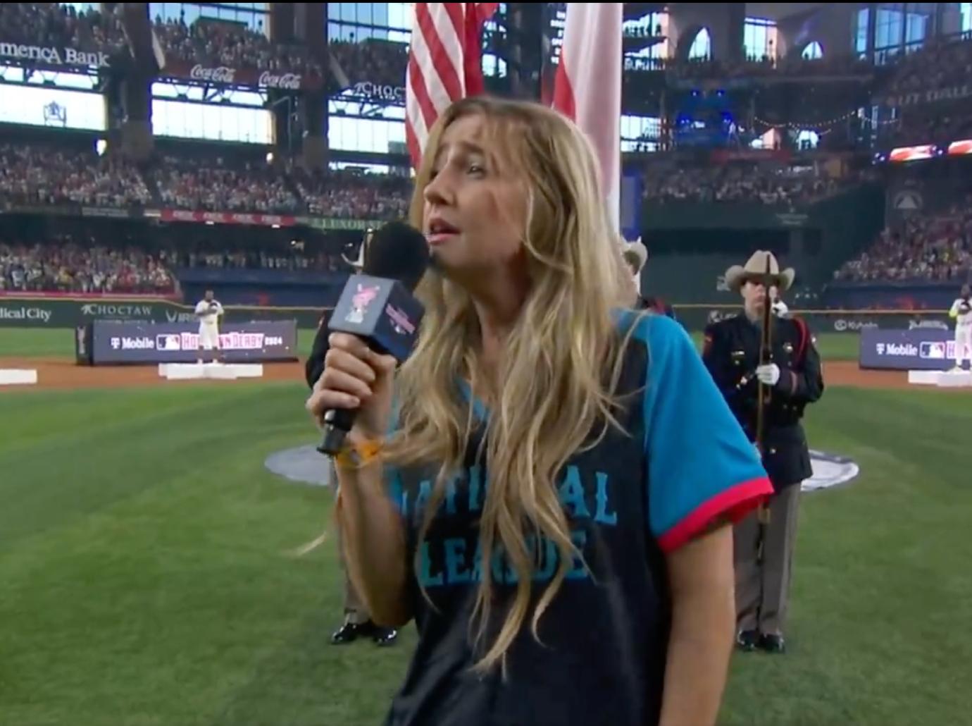 ingrid andress rehab drunk national anthem performance home run derby