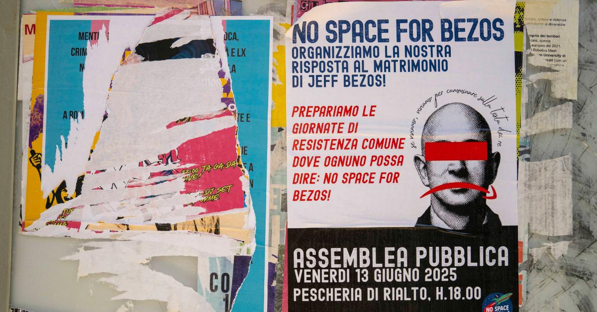 Photo of Venice protest posters.