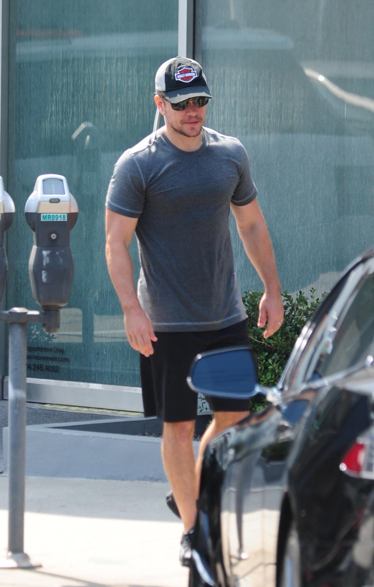 Matt Damon exits gym in Los Angeles, CA