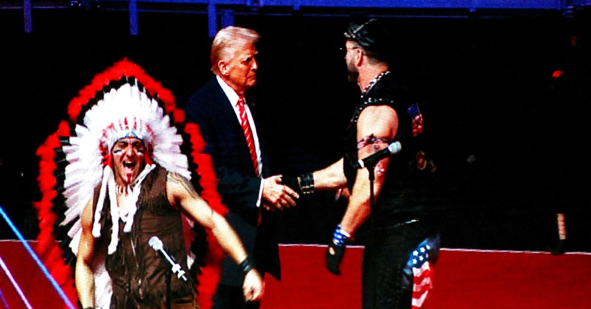 Photo of Donald Trump and the Village People.