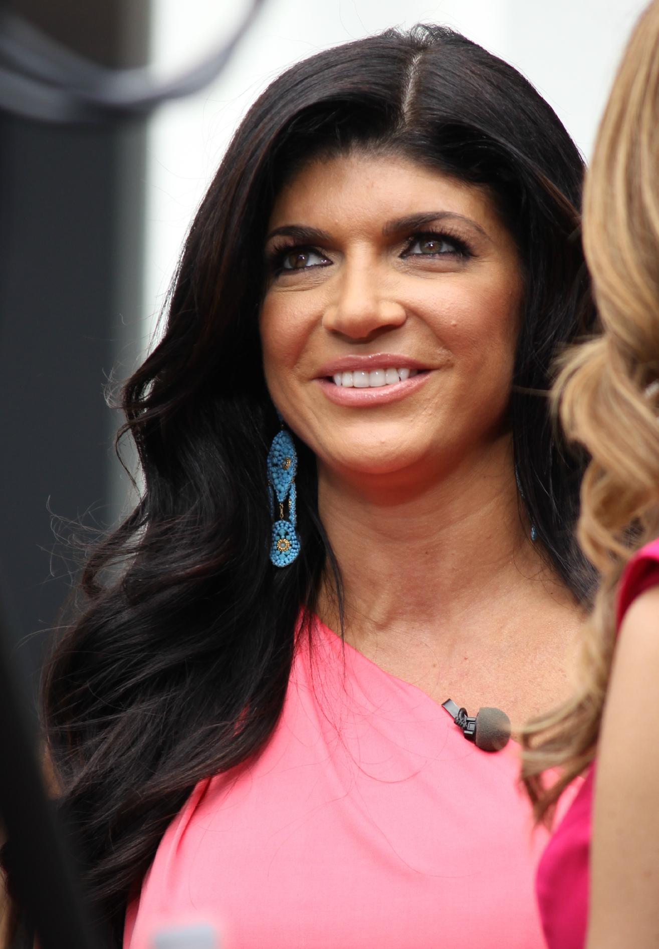 Teresa Giudice appears at The Grove for an interview with Maria Menounos of &#8216;Extra&#8217;