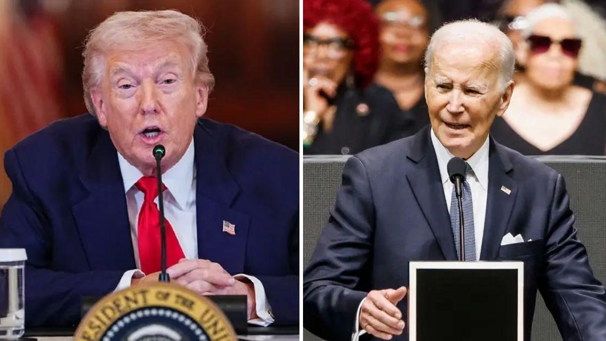 split photo of donald trump and joe biden