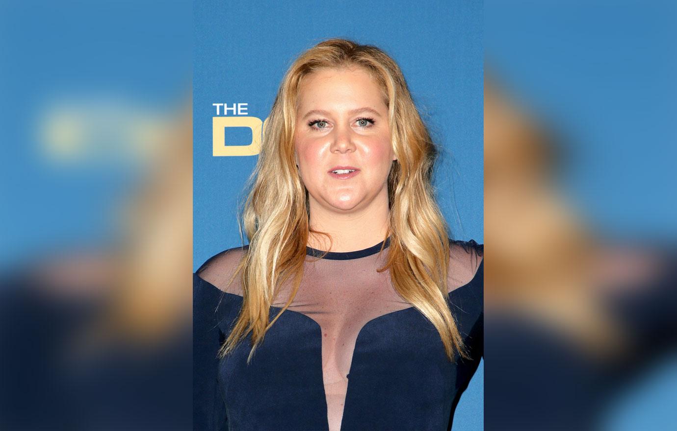 Amy Schumer In Blue Mesh Dress