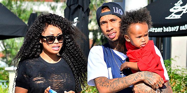 Rapper Tyga and Blac Chyna spotted out with their son King Cairo in Calabasas, CA