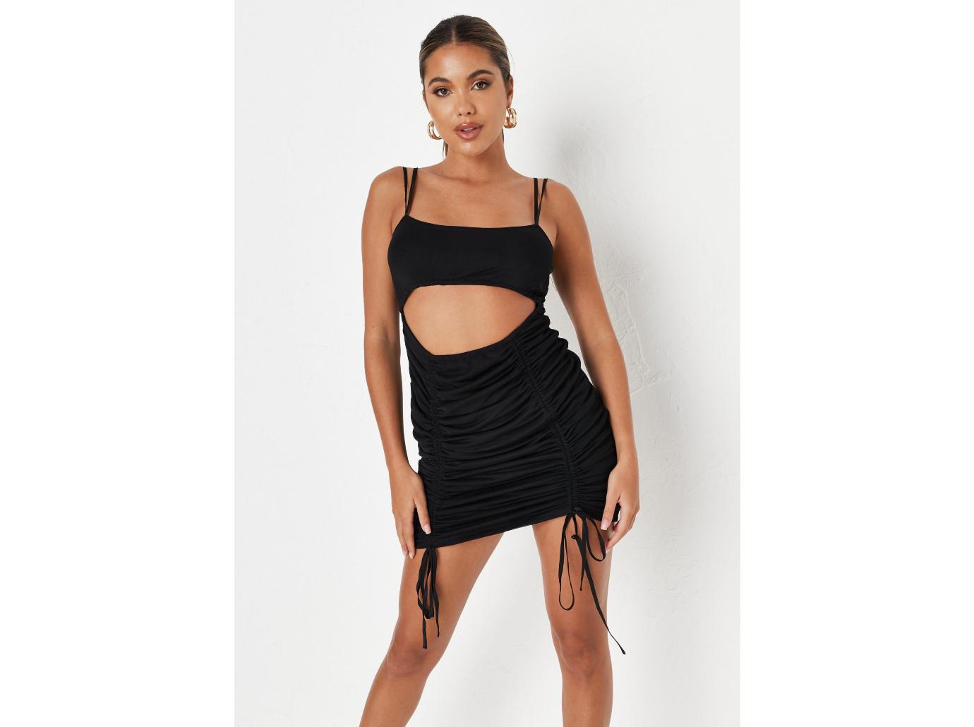 Missguided - Warning: this dress may cause texts from your ex ⚠️ Shop  @theerealkarlaj's look with the 'black vinyl bandeau mini dress' (£15/$25)  online now missgu.id/QNsSUA ⚡#babesofmissguided
