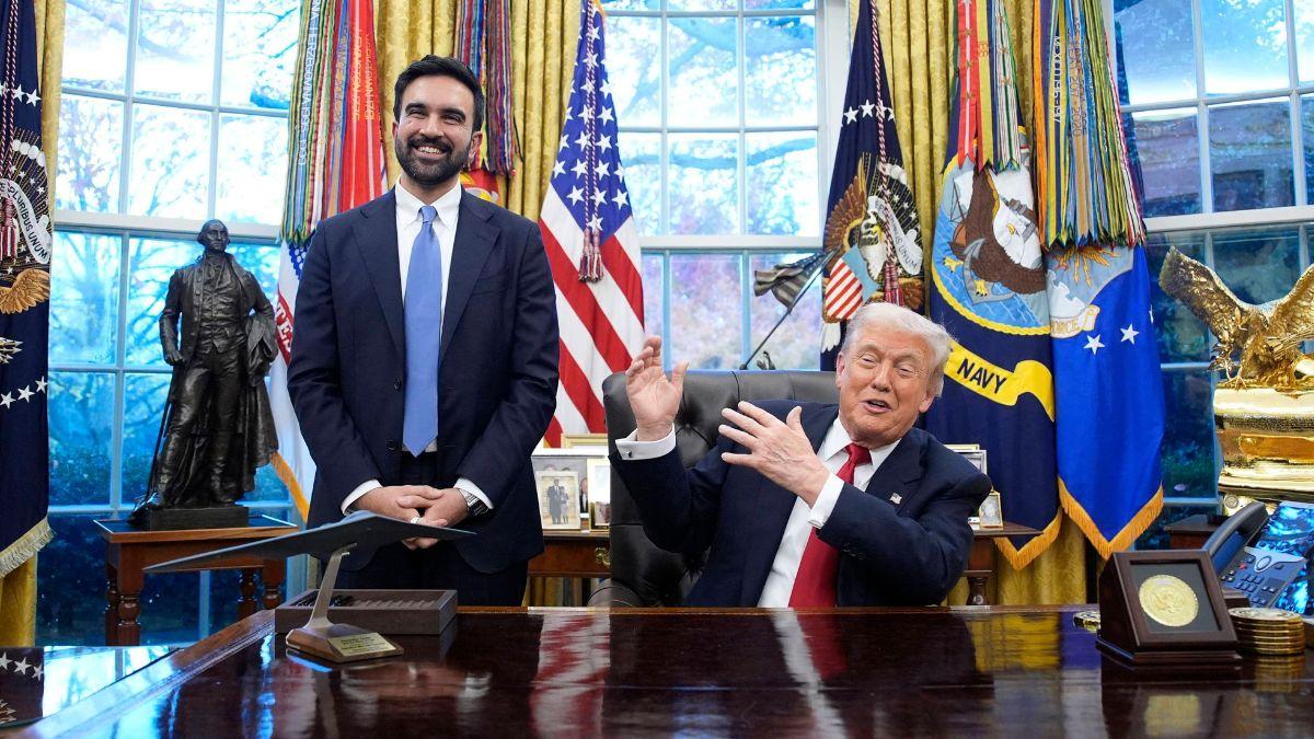 image of Zohran Mamdani laughed off jokes about texting Donald Trump.