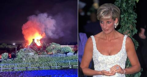 Photo of Althorp House; picture of Princess Diana.