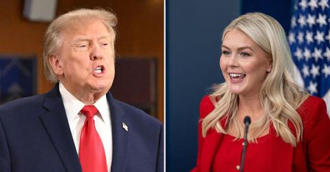 Split image of donald trump and karoline leavitt