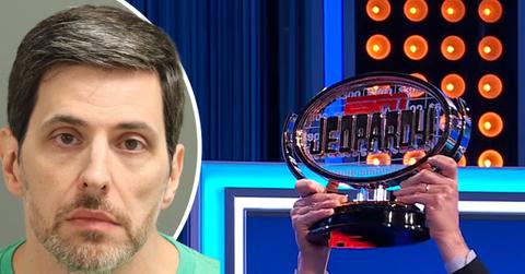 split image of Philip Joseph DeSena and Jeopardy trophy